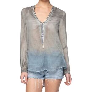 Pool to party Top Womens size XS / S V Neck cotton embroidered Tunic Resort Wear